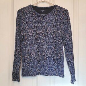 St. John's Bay Blue Printed Long Sleeve Knit Top